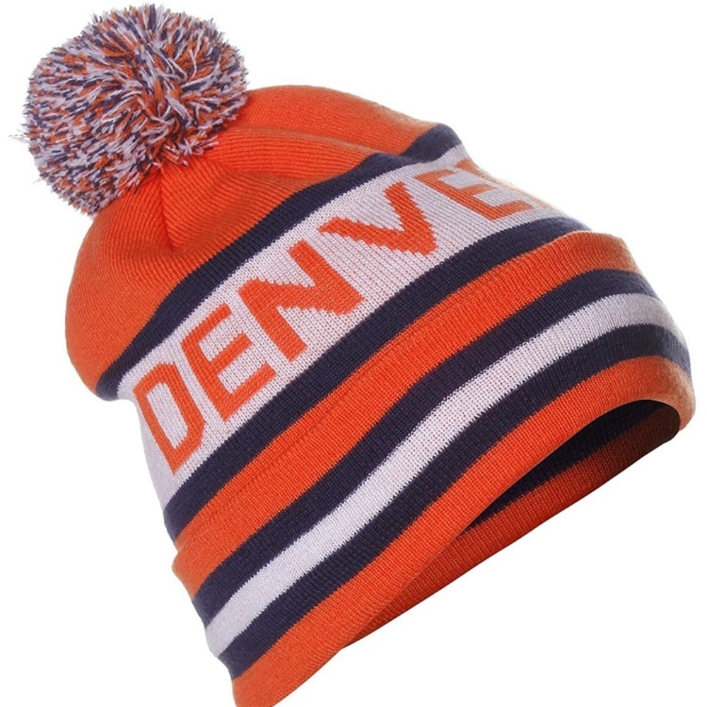 Men’s ORANGE & BLUE BEENIE POM HAT *NWT* - Picture 1 of 2